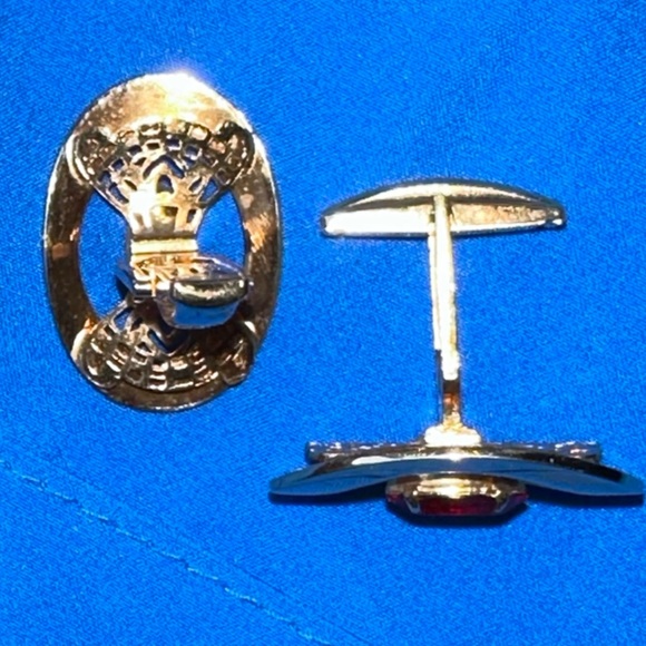 Signed Vintage Marquise Garnet Cufflinks - Picture 7 of 13
